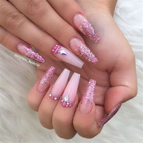 pink acrylic nail designs